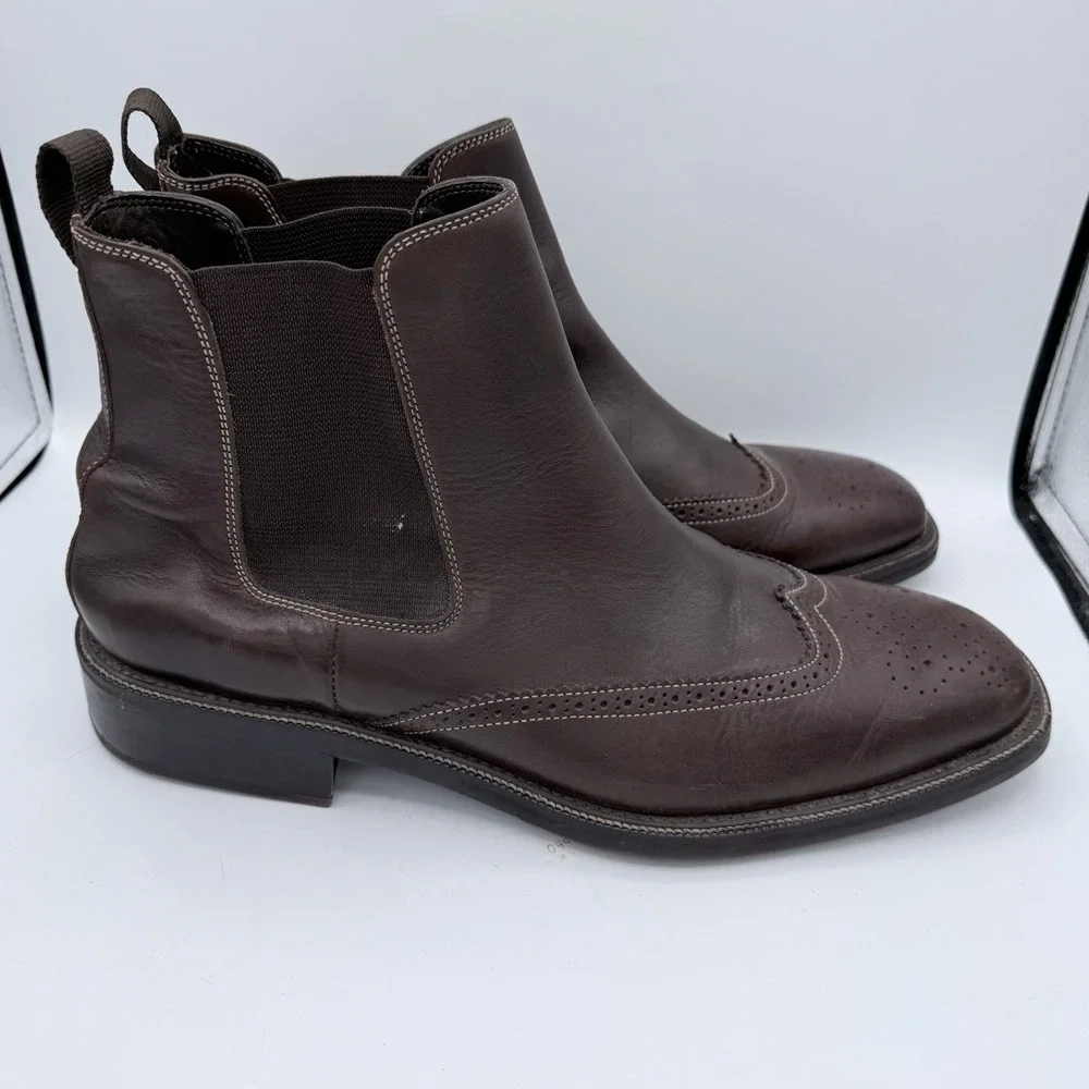 Cole Haan Men's‎ 12 Brown Leather Chelsea Boots Wingtip Brogue Dress Ankle EUC